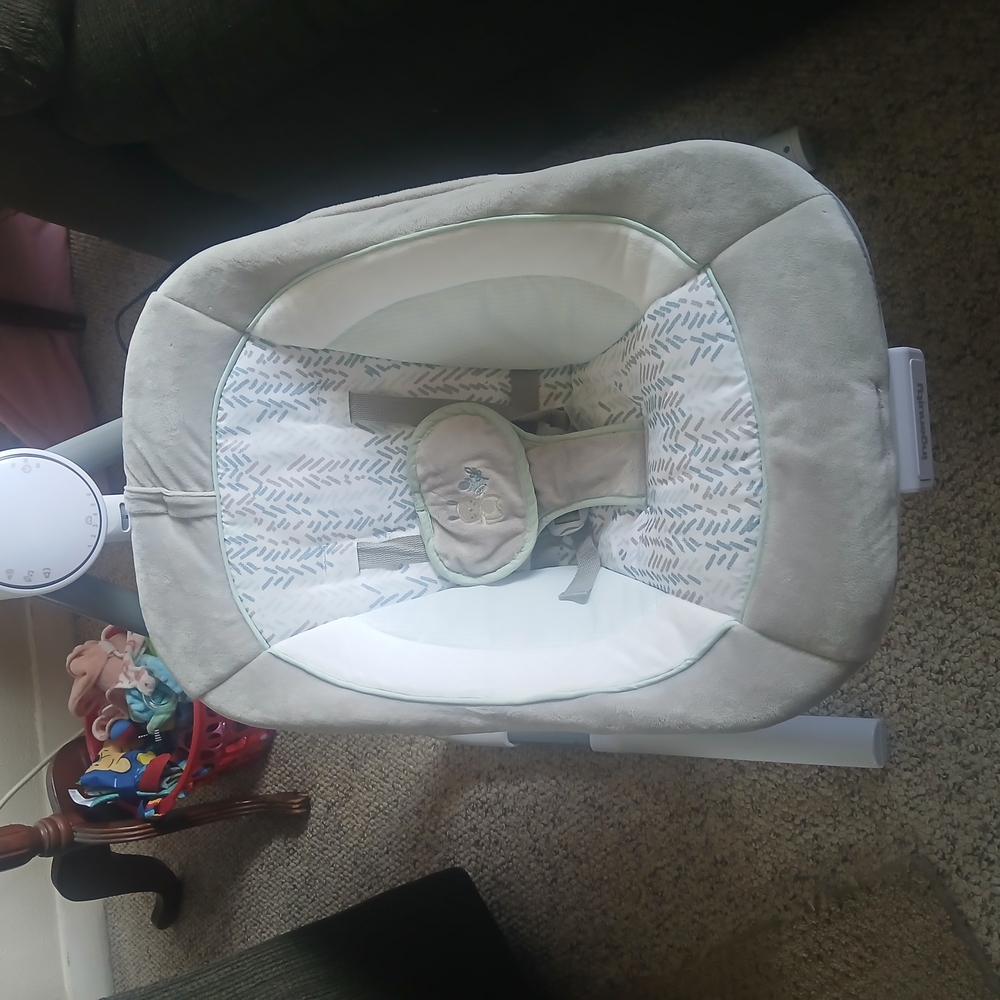 Gray and Cream Baby Swing